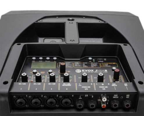 rcf evox jmix8 utgångar mixer